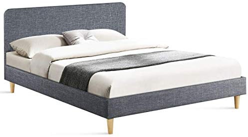IDMarket - Lit Double scandinave Balta avec tête de lit et sommier 160 x 200 cm Tissu Gris Anthracite