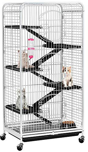 Yaheetech Grande Cage Rongeur Cage Hamster Cages pour Cochon d'Inde/Furets/écureuils/Chinchilla/Rat Domestique/Gerbille - 6 Niveaux 64 x 44 x 131 cm Blanc
