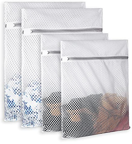 Extra Large Honeycomb Mesh Laundry Bag125gsm Net Fabric Durable and Reusable Delicate Wash Bag,Travel Organization Bag for Lingerie,Clothes,Jeans,Bath Towel,Sock (Set of 4(2L+2XL))
