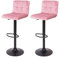 Mendler 2er-Set Barhocker HWC-G87, Tresenhocker Barstuhl, höhenverstellbar - Samt rosa, Fuß schwarz