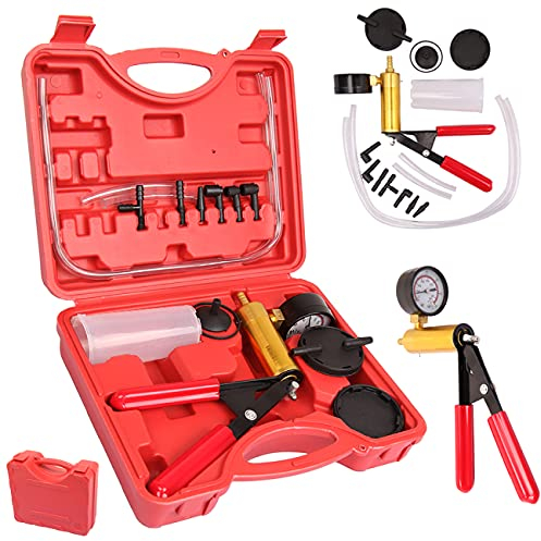 Ambienceo Bremsenentlüftergerät, Vakuumpumpe Bremsenentlüfter Männer für Auto Motorrad Tester,Bremsenentlüftungsgerät Druckpruft Mit Tragetasche