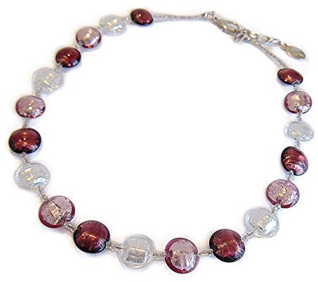VENEZIA CLASSICA - Collana da Donna girocollo con perle in Vetro di Murano Originale, Collezione Linde, (Viola)