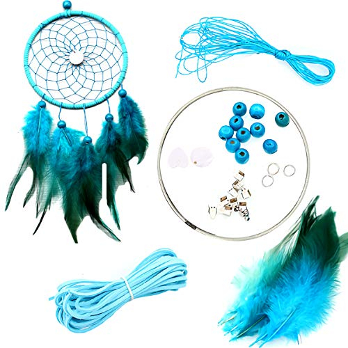 Handgefertigt Dreamcatcher,Spitze Traumfänger,Handgefertigt Spitze Traumfänger,Makramee Wandbehang Ornament,Boho Traumfänger, für Car Hochzeit Home Schlafzimmer Wohnzimmer Dekoration (Blau)