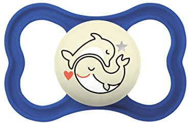 MAM Supreme Night Ciuccio Luminoso in Silicone, con Custodia Porta Succhietto, 16+ Mesi, Blu