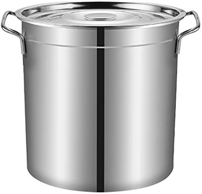 MNSSRN Barril Redondo de Acero Inoxidable, Barril de Sopa de Gran Capacidad con Tapa, Olla de Sopa de Grado alimenticio, Barril de fermentación de Vino,50L