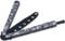 JIUAI Butterfly Knife Trainer,Folding Steel Metal Balisong Training Knife Tool for CS GO Lovers,Pocket Practice Training Knifes,Unsharpened Blade 100% Safe for Practicing Flipping Trick,Skull Gray