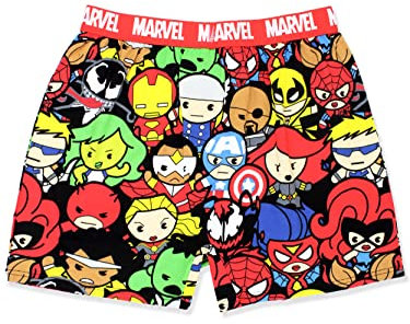 Marvel Avengers Superheroes Men's Boxer Lounge Shorts, Red, Medium