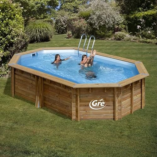 Manufacturas Gre Piscina Desmontable Hexagonal de Madera Grenade 2, Medidas 4,36 x 3,36 1,17 (Largo x Ancho x Alto)