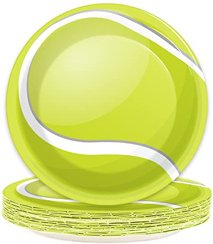 Wiooffen 24-teiliges Tennis-Party-Zubehör, Pappteller-Set, Einweggeschirr, Tennis-Party-Dessertteller, Sport-Geburtstags-Babypartys, Urlaubsdekorationen, 17,8 cm