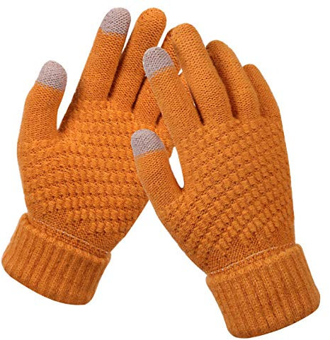 BSLVWG Frauen Winter Touchscreen Handschuhe Warme Strickhandschuhe Thermische Handschuhe Anzug für Laufen Fahren Radfahren Arbeiten Wandern Skifahren (Khaki)