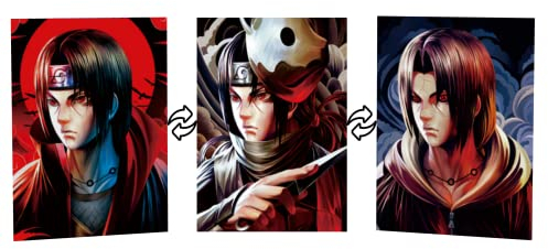 KARMA-X Großes 30x40CM Naruto 3D-Poster mit dreifachem Übergang | Anime Manga Poster Wandbild | Wanddeko Geschenk | Itachi