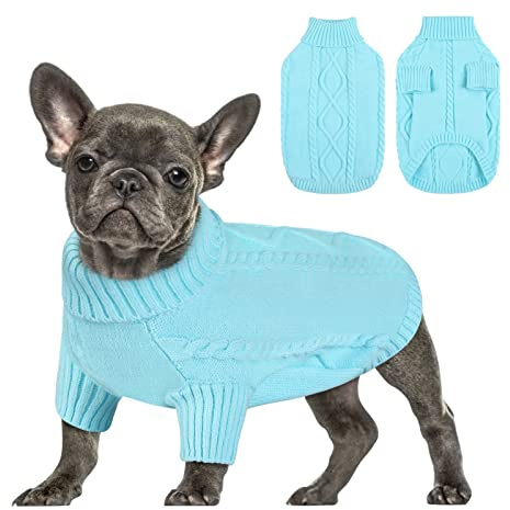 Queenmore Hundepulli Für Kleine Hunde Wärme Dackel Hundepullover | Hund Strickmantel mit Zopfmuster Unisex für Rüden & Hündinnen, für Dackel, Französische Bulldogge, Zwergschnauzer