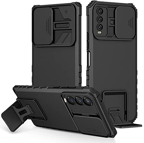 Coque pour Samsung Galaxy A30S / A50 / A50S, Protection de la Caméra Étui avec Lentille Coulissante Couverture, 360 Full Body Armor et Antichoc Durable Protecteur Bumper Support stéréo Housse Étui
