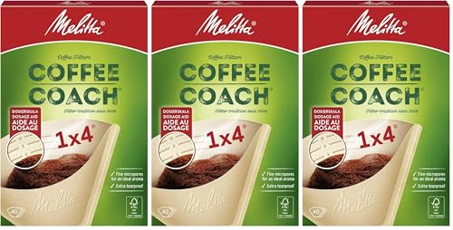 Melitta 6766425 Filtertüten Coffee Coach 1x4, braun, 40 Stück, Papier (Packung mit 3)