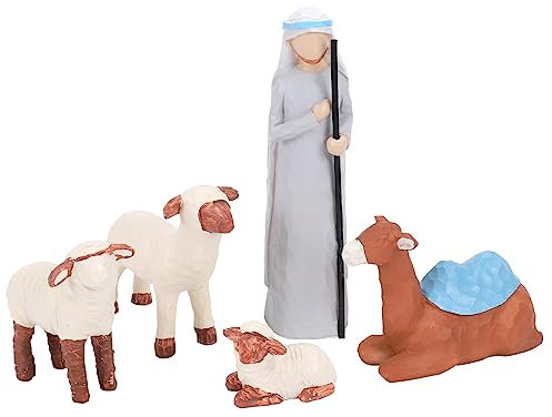 CHUANGLI Shepherd's Nativity Set for Christmas Decor - Real Nativity Scene Figurines & Manger Scene - Resin Crafts Gift
