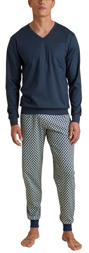 CALIDA Relax Imprint Bündchen-Pyjama Herren, aus 100% Baumwolle, pflegeleicht, elastisch und formstabil, in Single Jersey