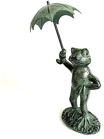 Allayu Regenschirm Frosch Ornamente Figur Statue Modell Handwerk Skulptur Zubehör Tier Sammlerstück Souvenirs Gartenhaus