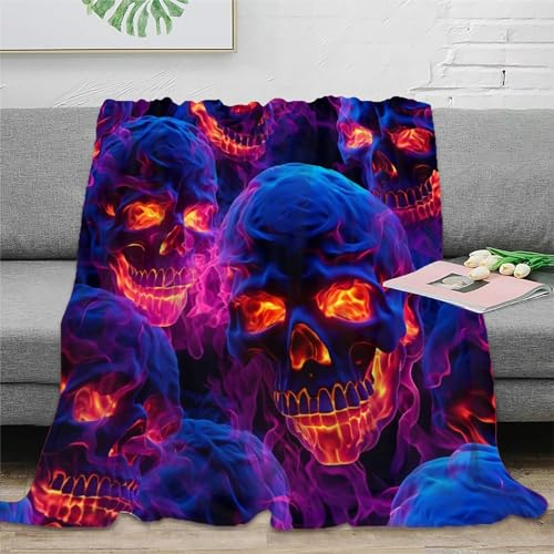 Flame Totenkopf Skelett Decke Kuscheldecke Plüschdecke Printdesign Couchdecke MikrofaserDecke 50x60inch(127x152cm)
