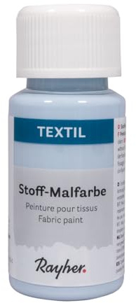 Rayher Textil Stoffmalfarbe, himmelblau, Flasche 50 ml, cremige, leuchtende Acrylfarbe speziell für helle Textilien, hochdeckend, waschbeständig ohne Thermofixierung, 35062360