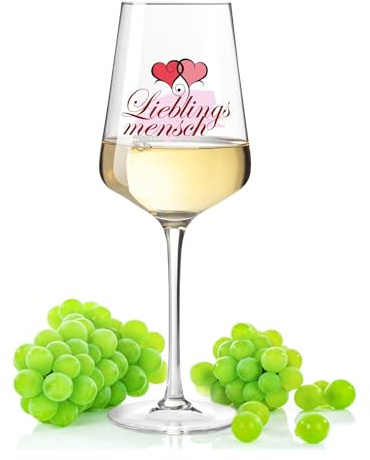 GRAVURZEILE Leonardo Weinglas mit UV-Druck - Lieblingsmensch - Liebevolles Geschenk für Weinliebhaber - Geschenke für Sie & Ihn zum Geburtstag Valentinstag oder Weihnachten - Farbe: Puccini UV