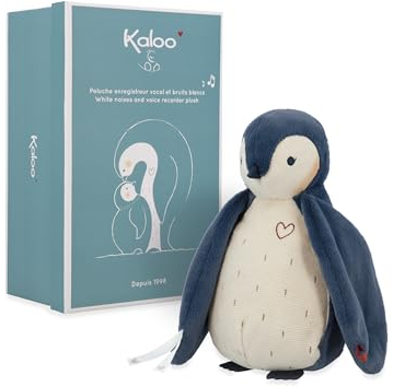 Kaloo – Complices – Baby Plüschtier, Weißes Rauschen + Aufnahmefunktion - Blauer Pinguin - 25 cm - Ab Geburt, K212001