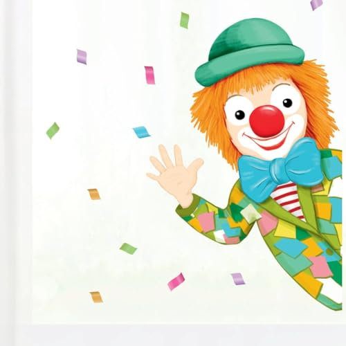 Wandtattoo Loft Fensterbild Karneval Clown von der Seite wiederverwendbar Frühling bunte Geburtstag Fasching farbig, 1. A4 Bogen, Von Rechts