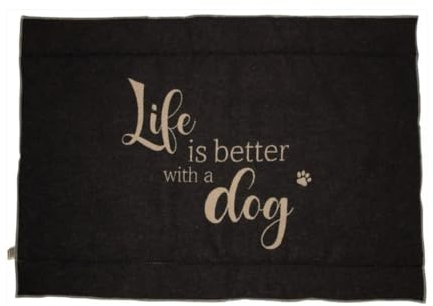 David Fussenegger Hundematte, gefüttert - Life is Better..., Gross anthrazit, 120x80 cm