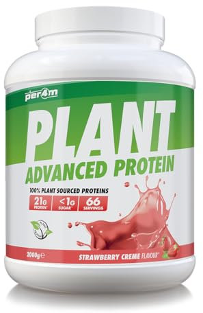 Per4m Plant Protein Matrix | 66 Servings of High Protein | Plant Shake with Amino Acids | for Optimal Nutrition When Training | Low Sugar Gym Supplements (Strawberry Creme, 2kg)