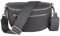 MIRROSI® Damen Bauchtasche Umhängetasche 27x14,5x8cm Damen, Made in Italy, aus Echtleder Tasche Echtes Leder, Brusttasche, Crossbody Bag,Bohemian Style (1 Tasche 2 Gurte) (DK.Grey Uni)
