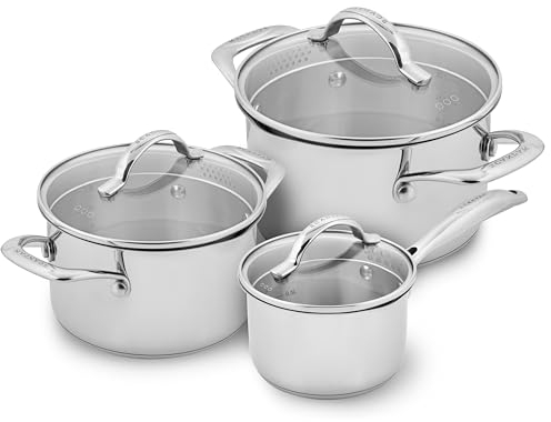 Scanpan STS 3-tlg. Edelstahl Kochtopf-Set mit Deckeln | Siebfunktion | Ausgießvorrichtung | Für alle Herdarten