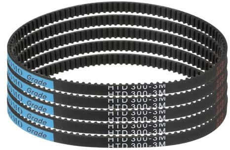 sourcing map HTD-3M Zahnriemen aus Gummi, 100 Zähne, 300 mm Teilungslänge x 6 mm Breite x 2,4 mm Höhe, geschlossene Schleife, 5 Stück