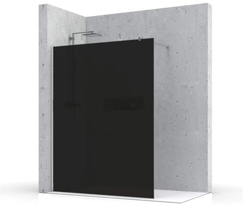 Walk-In Duschwand – 8mm – Maßanfertigung – anthrazit – 90° Stabistange – ESG Sicherheitsglas Duschabtrennung – rahmenloses Design – Duschwand für Badewanne oder bodeneben – DIN EN 12150