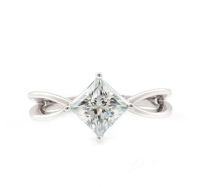 Epinki Echtschmuck, Weiß Gold 18K Au750 Ringe, Kreuz Klassiker Trauringe mit Quadrat 3ct Moissanit, Gold 750 Partnerringe Freundschaftsringe Gr.60 (19.1)