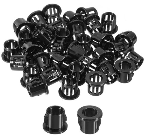 sourcing map Cable Snap Bushing Grommets, 86Pcs 10mm/0.39 Mounting Dia Nylon Snap Bushing Grommet, Round Snap in Cable Hose Bushing for Various Cables Tubes Wire, Black