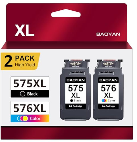 BAOYAN 575XL 576XL Multipack Druckerpatronen Wiederaufgearbeitet für Canon 575 576 patronen 575 XL 576 XL Tintenpatronen für Canon TS3550i TR4750i TR4751i TS3551i Drucker (1 Schwarz, 1 Farbe)