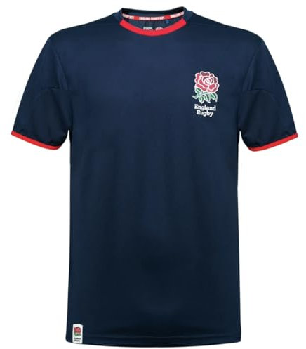Official Mens England RFU Rugby Shirt, England RFU Rugby Fan T-Shirt, England Rugby Casual Top, England Rose Mens Leisure Tshirt (UK, Alpha, L, Regular, Regular, Navy)