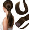 Hetto Extensions Echthaar Zopf Braun Extensions Zopf mit Clip Dunkel Braun Gerade Remy Vollkopf Natürliche Invisible Haarverlängerung 70g 30 cm #4