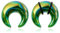 Longbeauty 1 Paar Glas Ohrpiercing Septum Pincher Tapers Ohr Expander Halbmond C-Form Buffalo Dehner, Grün, 10MM