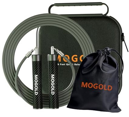MOGOLD Weighted Jump Ropes for Women & Men, 1/2LB Heavy Jump Ropes, Durable Jump Rope Weighted, Best for Fitness, High-Intensity Strength Workouts (Grey, M - 8'4(User Height 5'4 - 5'7))