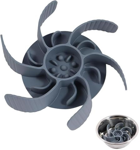 Gamelle Anti Glouton Chien Gamelle d'alimentation Lente avec Base Ventouse Antidérapante Insert pour Ralentir la Nourriture pour Chiens Favorise Une Alimentation Saine Et Une Digestion Lente(Gris)