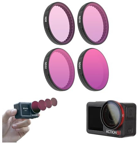 Fututech Filtri per DJI Osmo Action 5Pro/4/3 Filtro per Action Camera Filtri per Obiettivi Fotocamera Antigraffio Ad Alta Trasmissione Accessorio (Kit ND)