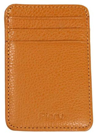 YUGSHNKFC Kartenhalter mit mehreren Schlitzen, Kartenhalter, PU-Leder, Geldfach, einfarbig, Kreditkarte, gelb