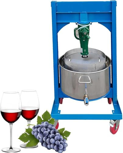 XFQZJG Pressa idraulica per Frutta, 2,1 galloni 8L 304 Acciaio Inossidabile Mela UVA Vino Sidro Succo pressa con 2 tonnellate di Pressione barile, Perfetto per la Produzione casalinga di Birra