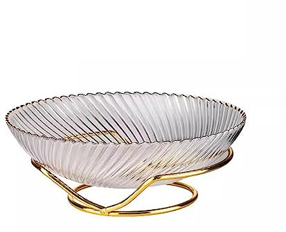 Support pour assiette à fruits en verre transparent haut de gamme – Grand bol de luxe pour collation et bonbons pour table basse, décoration d'intérieur élégante, idéal pour les fruits et les