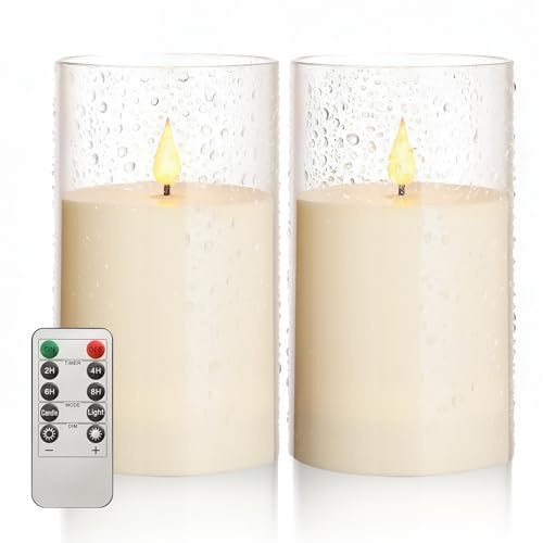 JVURICE 17.5cm Wasserdichte LED Kerzen, 2 Pack Flammenlose Kerzen mit Fernbedienung und Timer, Batteriebetriebene Außenkerzen Geeignet für Veranda, Garten, Esstisch, Wohnzimmer, Kamin, Eingangsbereich