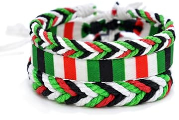 FUGLUS 3pcs Palästina Fahne Armband Verstellbares Wickelarmband Free Palestine Save Gaza Palästina Flagge Armbänder für Männer und Frauen