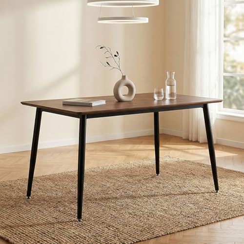 IDIMEX Esstisch Nora 120 x 80 cm, Nussbaum Finish - rechteckiger Esszimmertisch mit abgerundeten Ecken, Tischplatte aus MDF, Robustes Metallgestell, ideal für den Essbereich oder als Küchentisch.
