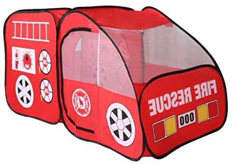 Kingdom Pop Up Spielzelt Kinder Feuerwehrauto - Aufklappbares Spielhaus für Indoor & Outdoor Fantasiespiel
