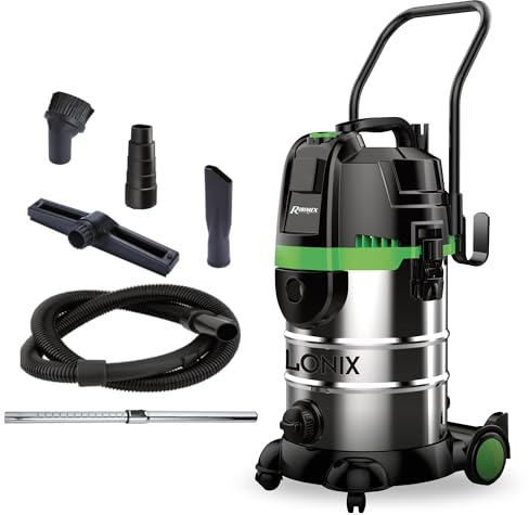 Ribimex Zyklon-Staubsauger 4 in 1 Cyclonix, Feststoff-, Flüssigkeits- und Aschesauger, 30 l Kanister, 1600 W, Blas- und Entleerungsfunktion von Flüssigkeiten, Elektrowerkzeug, inklusive Zubehör