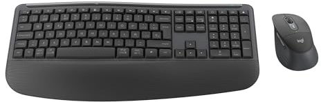 Logitech Signature Comfort Plus Combo MK880 (Grafito) | Teclado y ratón inalámbricos, tamaño completo con reposamanos, clics silenciosos, Bluetooth, Windows, macOS, QWERTY ESP